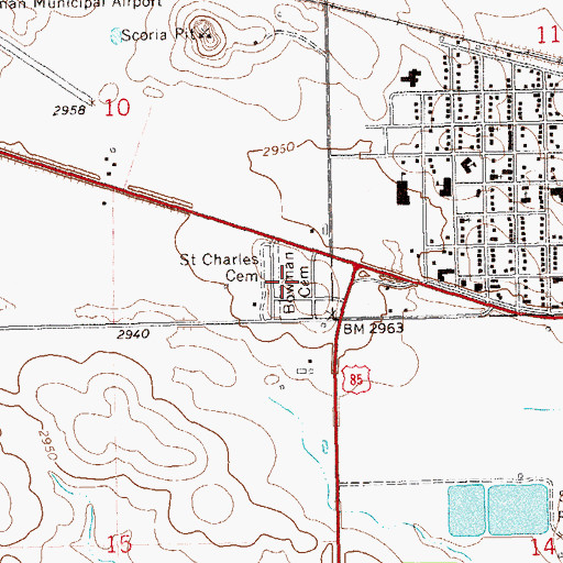 Topographic Map of Bowman Cemetery, ND