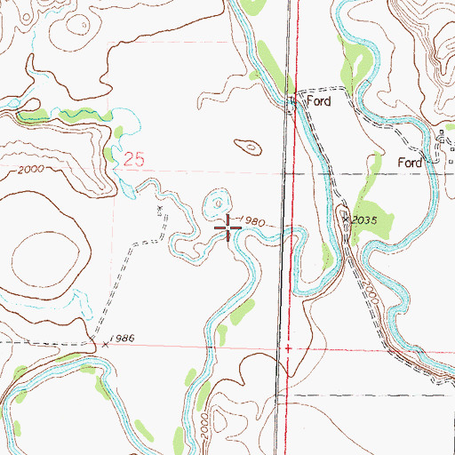 Topographic Map of Boxelder Creek, ND