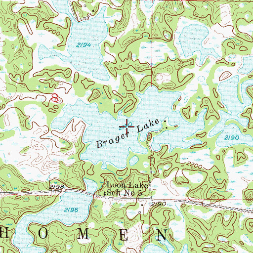 Topographic Map of Brager Lake, ND