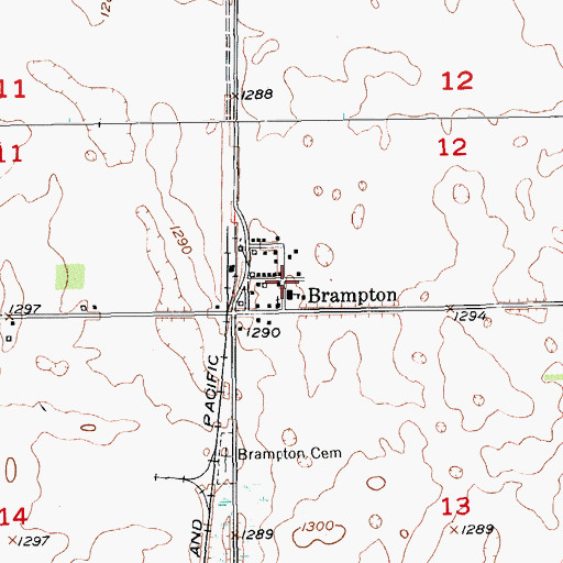 Topographic Map of Brampton, ND