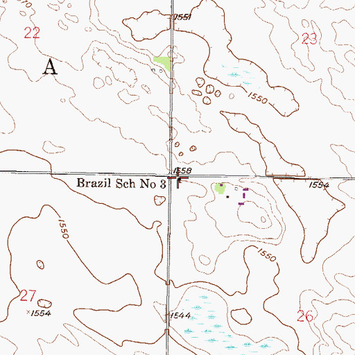 Topographic Map of Brazil School Number 3, ND