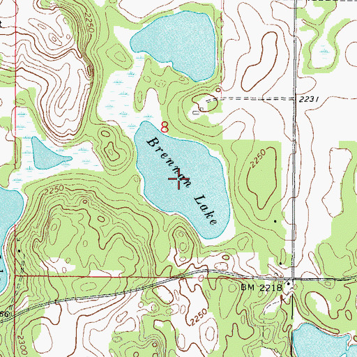 Topographic Map of Brennan Lake, ND