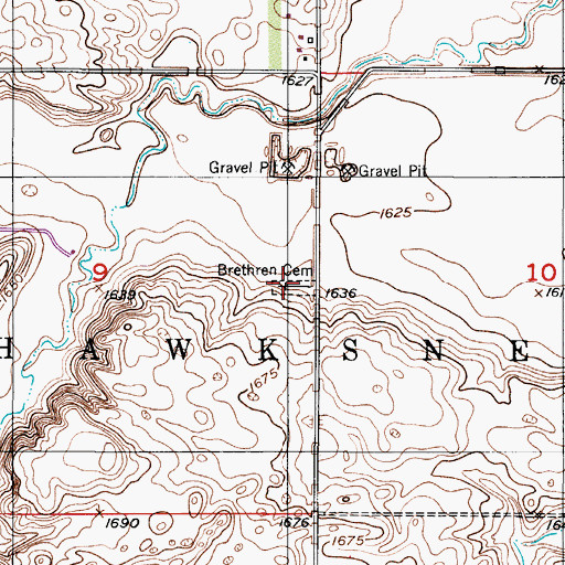Topographic Map of Brethren Cemetery, ND