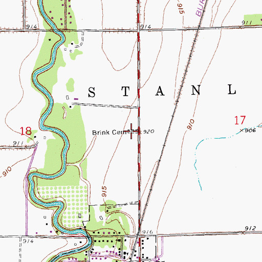 Topographic Map of Brink Cemetery, ND