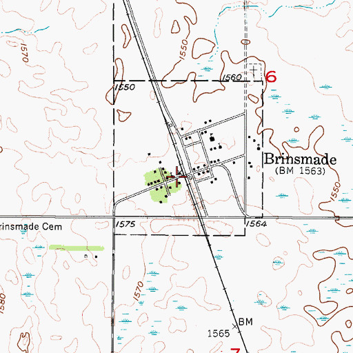 Topographic Map of Brinsmade, ND