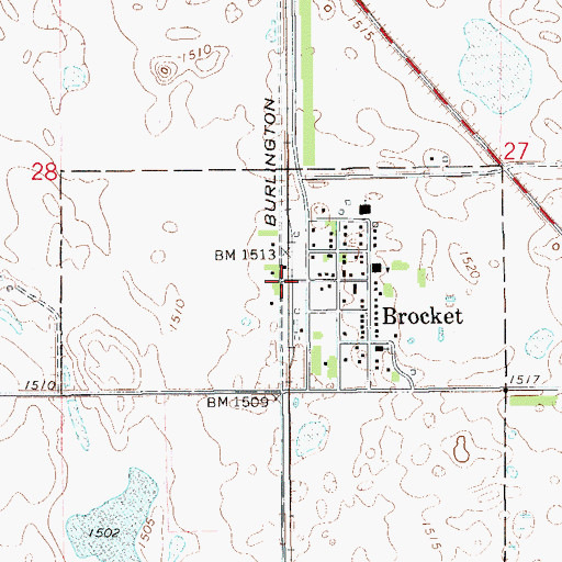 Topographic Map of Brocket, ND