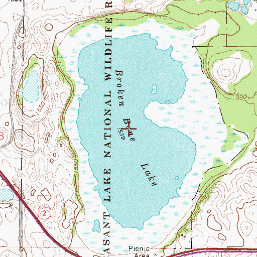Topographic Map of Broken Bone Lake, ND