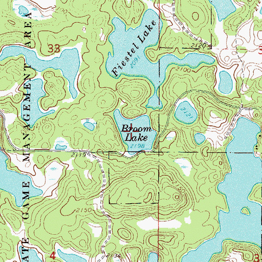 Topographic Map of Broom Lake, ND