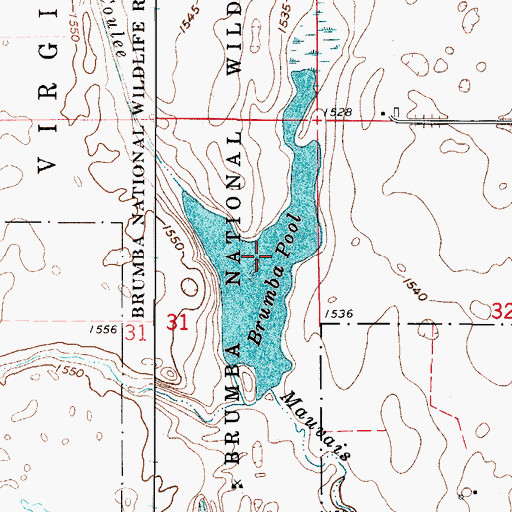 Topographic Map of Brumba Pool, ND