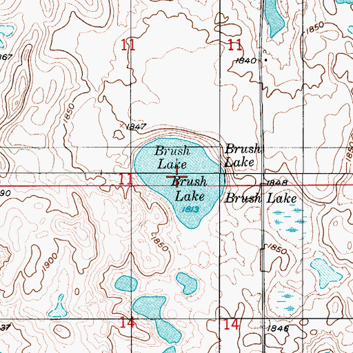 Topographic Map of Brush Lake, ND