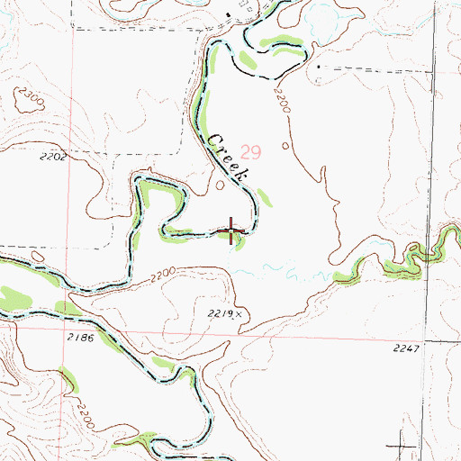 Topographic Map of Brushy Creek, ND