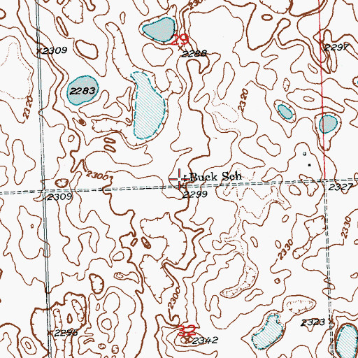 Topographic Map of Buck School, ND