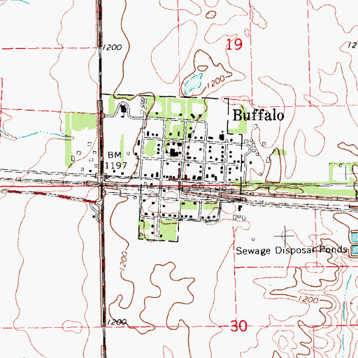 Topographic Map of Buffalo, ND