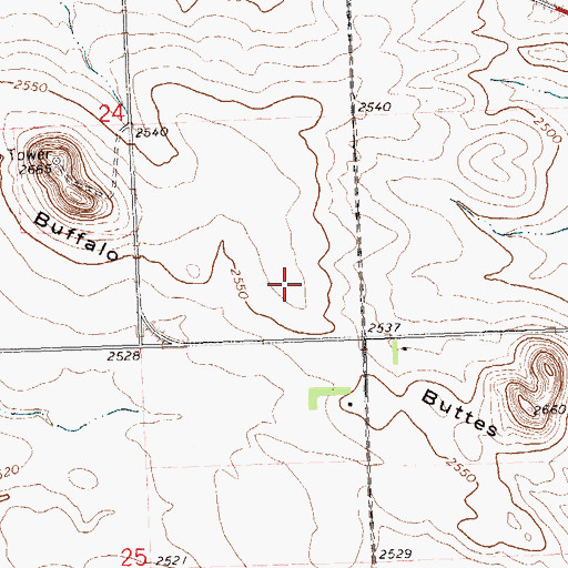 Topographic Map of Buffalo Buttes, ND