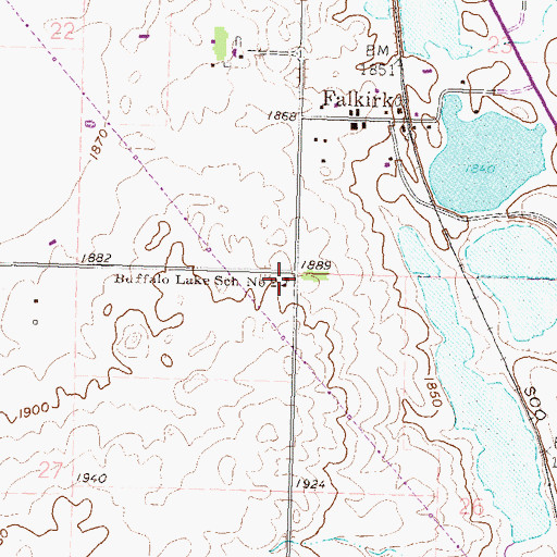 Topographic Map of Buffalo Lake School Number 2, ND
