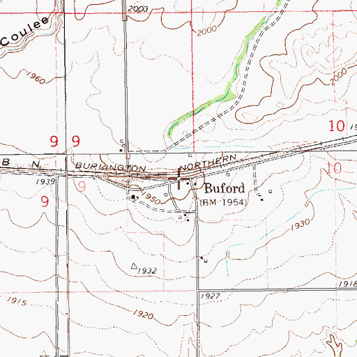 Topographic Map of Buford, ND