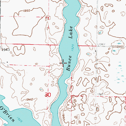 Topographic Map of Bunce Lake, ND