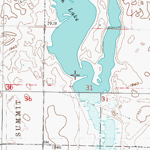 Topographic Map of Bunker Lake, ND