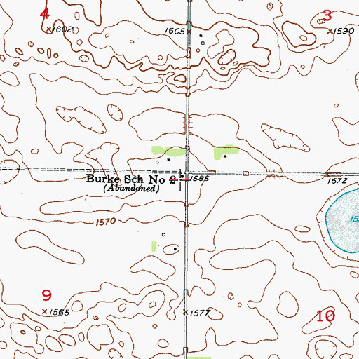 Topographic Map of Burke School Number 2, ND
