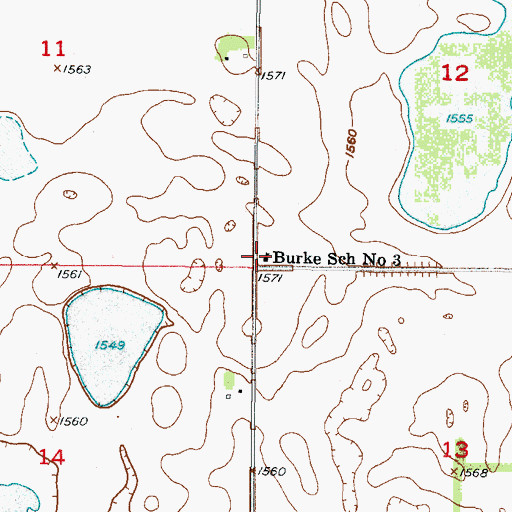Topographic Map of Burke School Number 3, ND