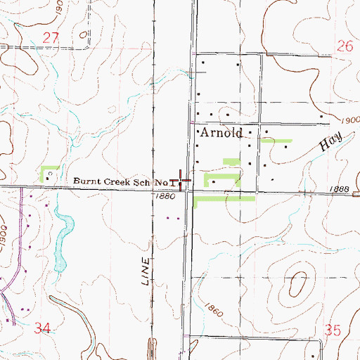 Topographic Map of Burnt Creek School Number 1, ND