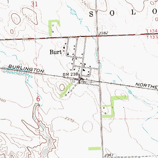 Topographic Map of Burt, ND