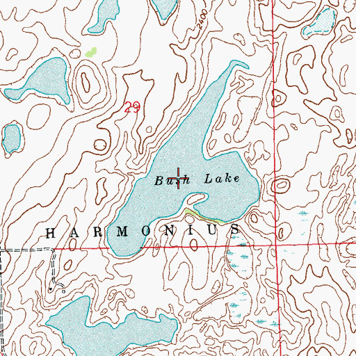 Topographic Map of Bush Lake, ND