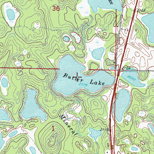 Topographic Map of Butler Lake, ND