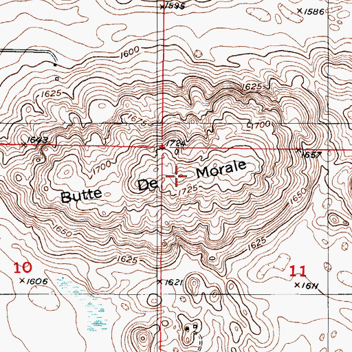 Topographic Map of Butte de Morale, ND