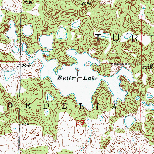 Topographic Map of Butte Lake, ND