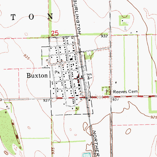 Topographic Map of Buxton, ND