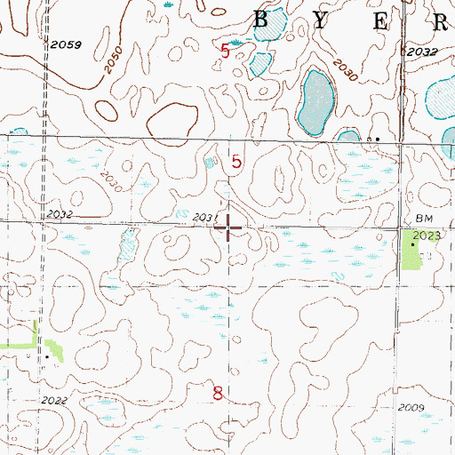 Topographic Map of Byersville School Number 1, ND