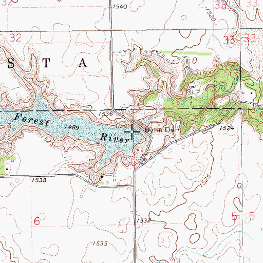 Topographic Map of Bylin Dam, ND