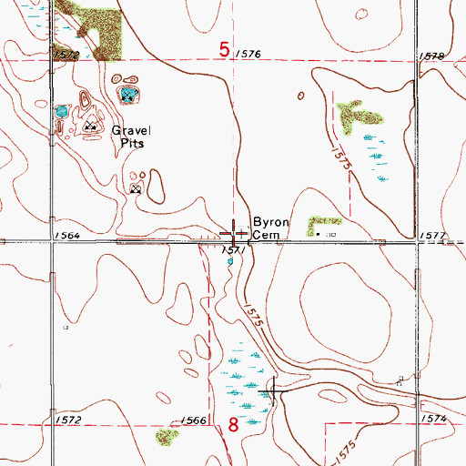 Topographic Map of Byron Cemetery, ND