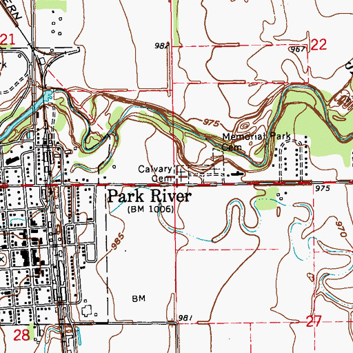 Topographic Map of Calvary Cemetery, ND