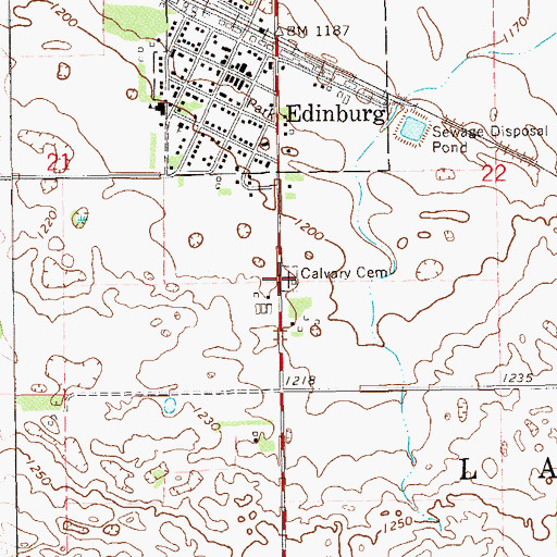 Topographic Map of Calvary Cemetery, ND
