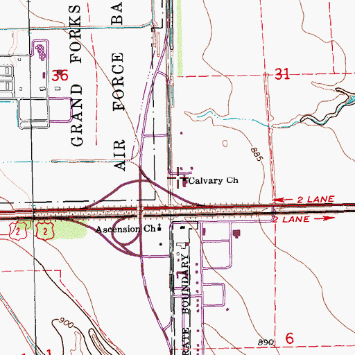 Topographic Map of Calvary Church, ND