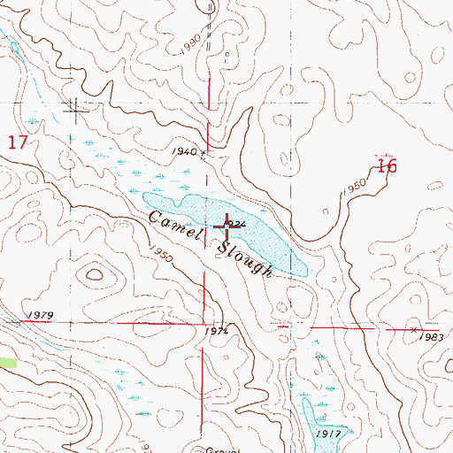 Topographic Map of Camel Slough, ND