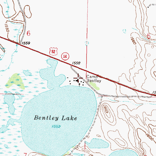 Topographic Map of Camp Bentley, ND