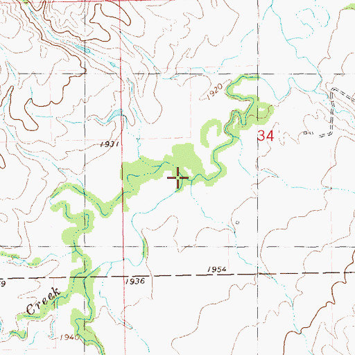 Topographic Map of Camp Creek, ND