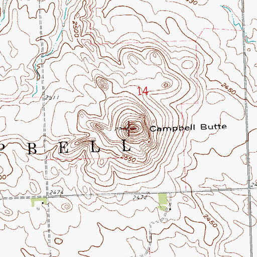 Topographic Map of Campbell Butte, ND
