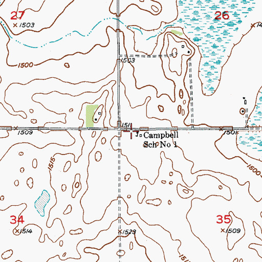 Topographic Map of Campbell School Number 1, ND