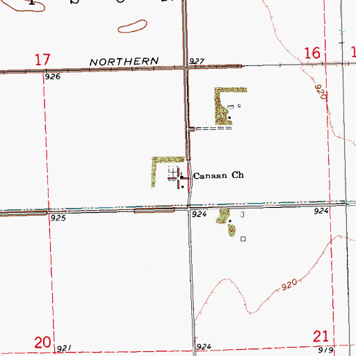 Topographic Map of Canaan Church, ND
