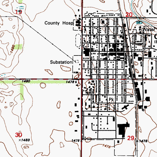 Topographic Map of Cando, ND