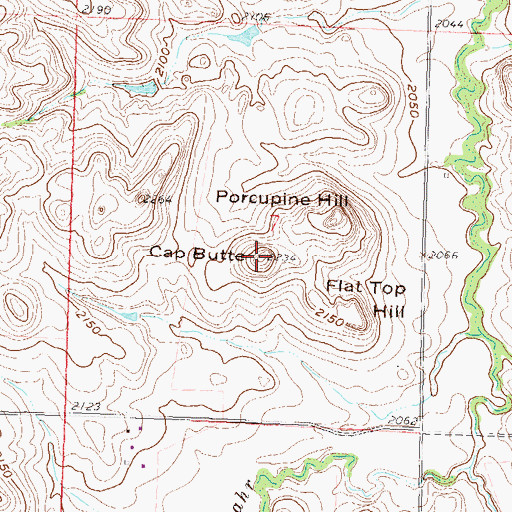 Topographic Map of Cap Butte, ND