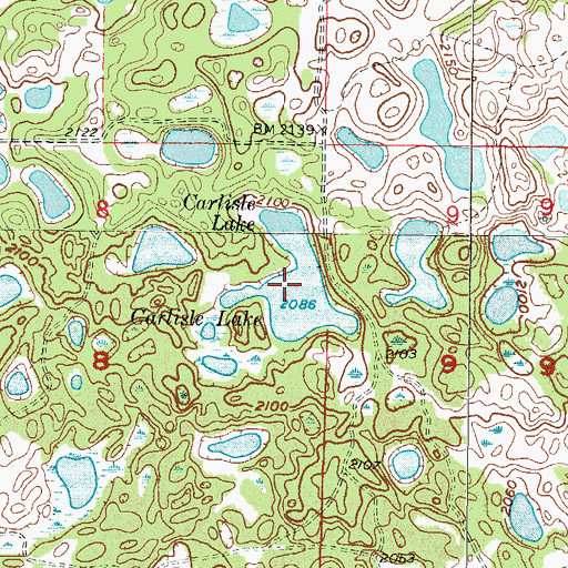 Topographic Map of Carlisle Lake, ND