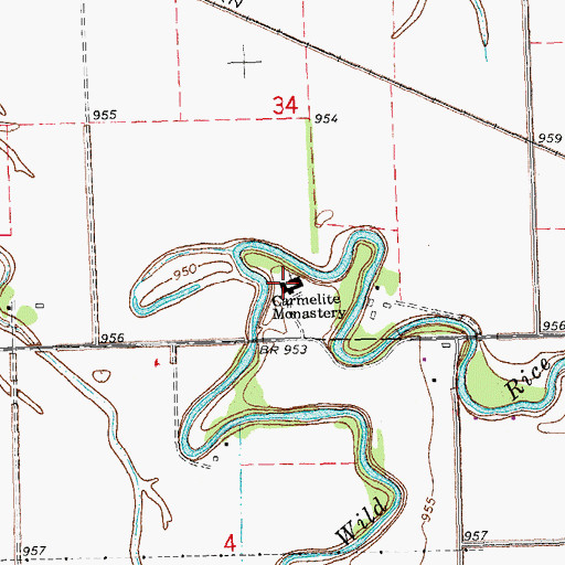 Topographic Map of Carmelite Monastery, ND