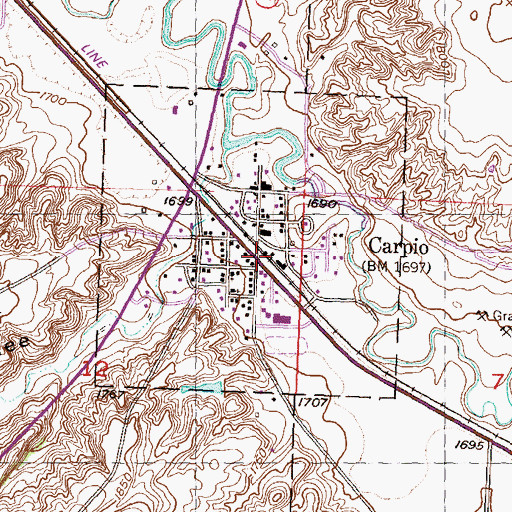 Topographic Map of Carpio, ND