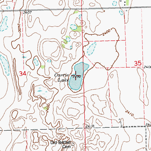 Topographic Map of Carrie Lake, ND