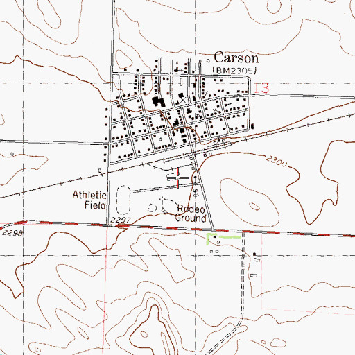 Topographic Map of Carson, ND